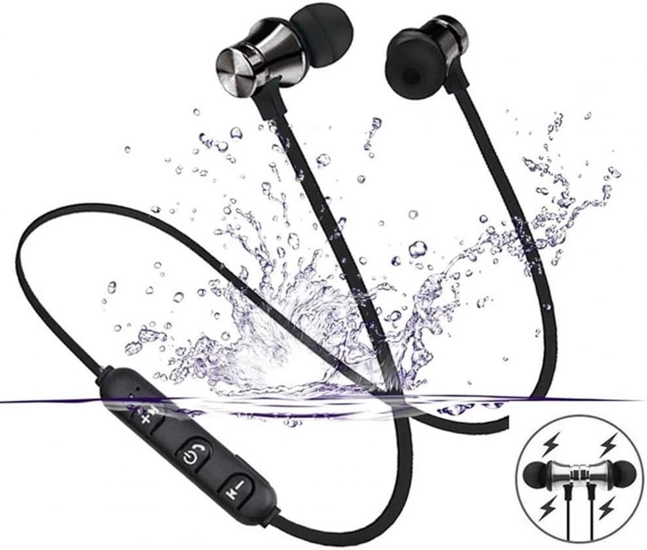 Magnetic Wireless Earphone Bluetooth Earphone Stereo Sports Waterproof Earbuds Wireless in-ear Headset with Mic Color: Blue