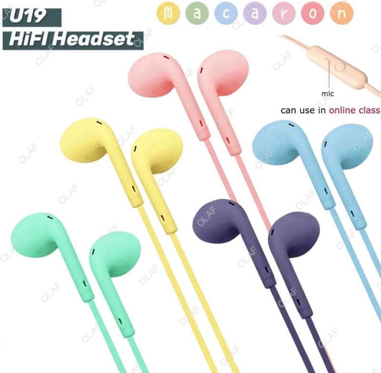 Universal 3.5mm Stereo In-Ear Headphones Sport Music Earbud Handfree Wired Headset Earphones with Mic For  Huawei Samsung color:(light blue)