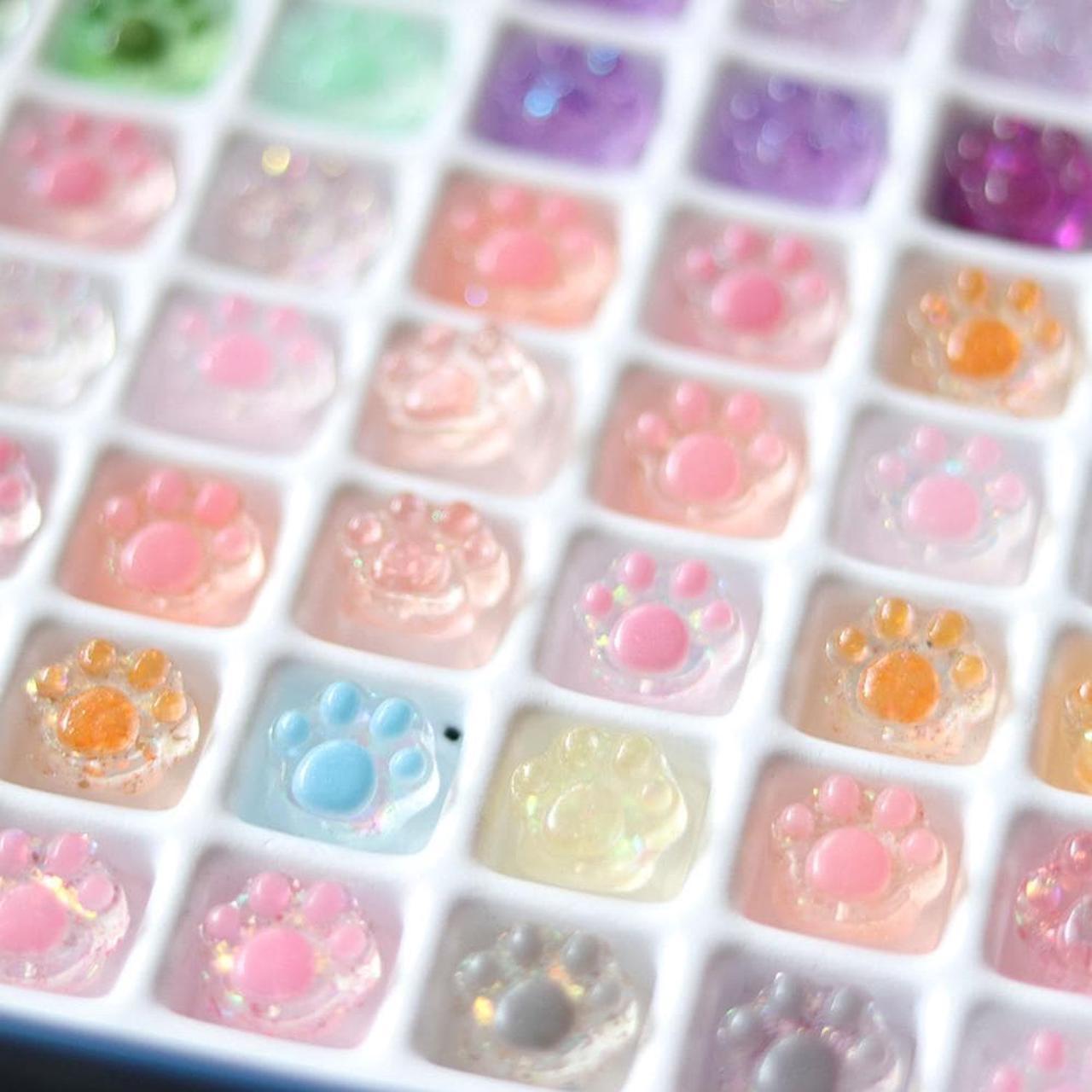 Games Backlit Keycap Cat Paw Cute DIY Key Cap for Mechanical Keyboards Personalized Transparent Crystal Keycap Cherry MX Axis(Big Paw x 1)