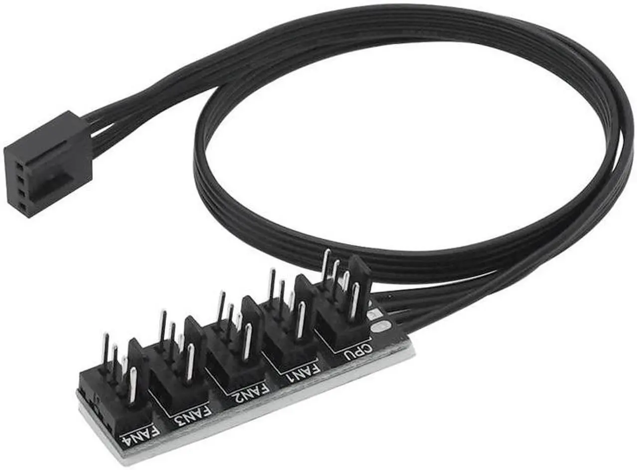 Alt view image 5 of 5 - 1 To 5 4 Pin Computer case CPU cooling fan splitter adapter power cable self-stick