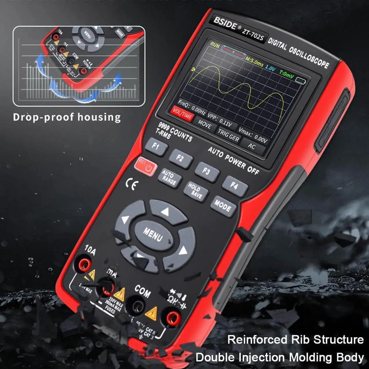 Alt view image 3 of 5 - 2-in-1 Digital Oscilloscope 48M/S 10MHZ PC Waveform Data Storage Multimeter TRMS Auto Range MultiTester  Electrician Tools