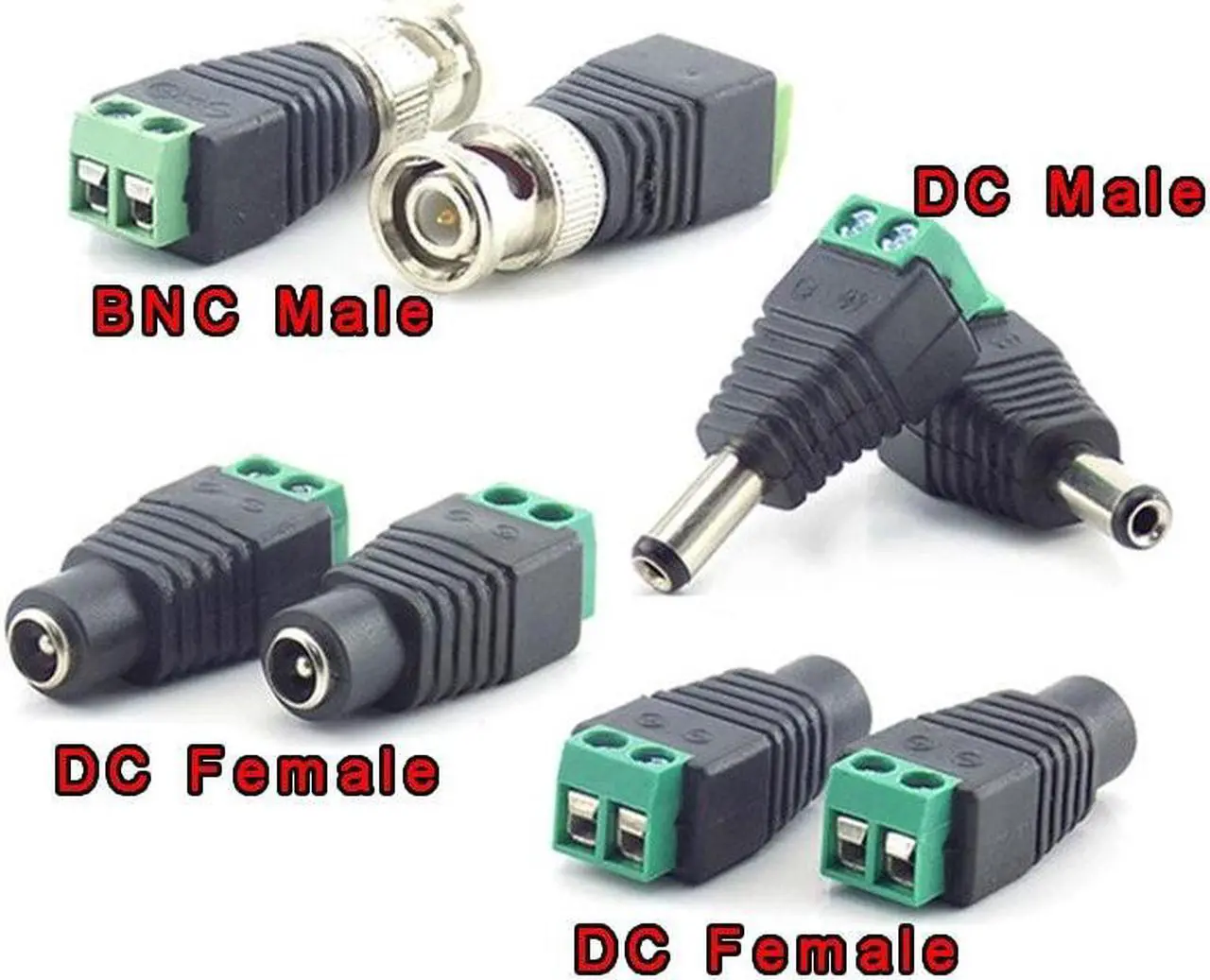 Main image of 12V DC Male DC Female Plug BNC Male Connector Plug CCTV DC Power Cable 2.1 x 5.5mm BNC Adapter for Led Strip Light 1/2/10pcs(2pcs DC Male)