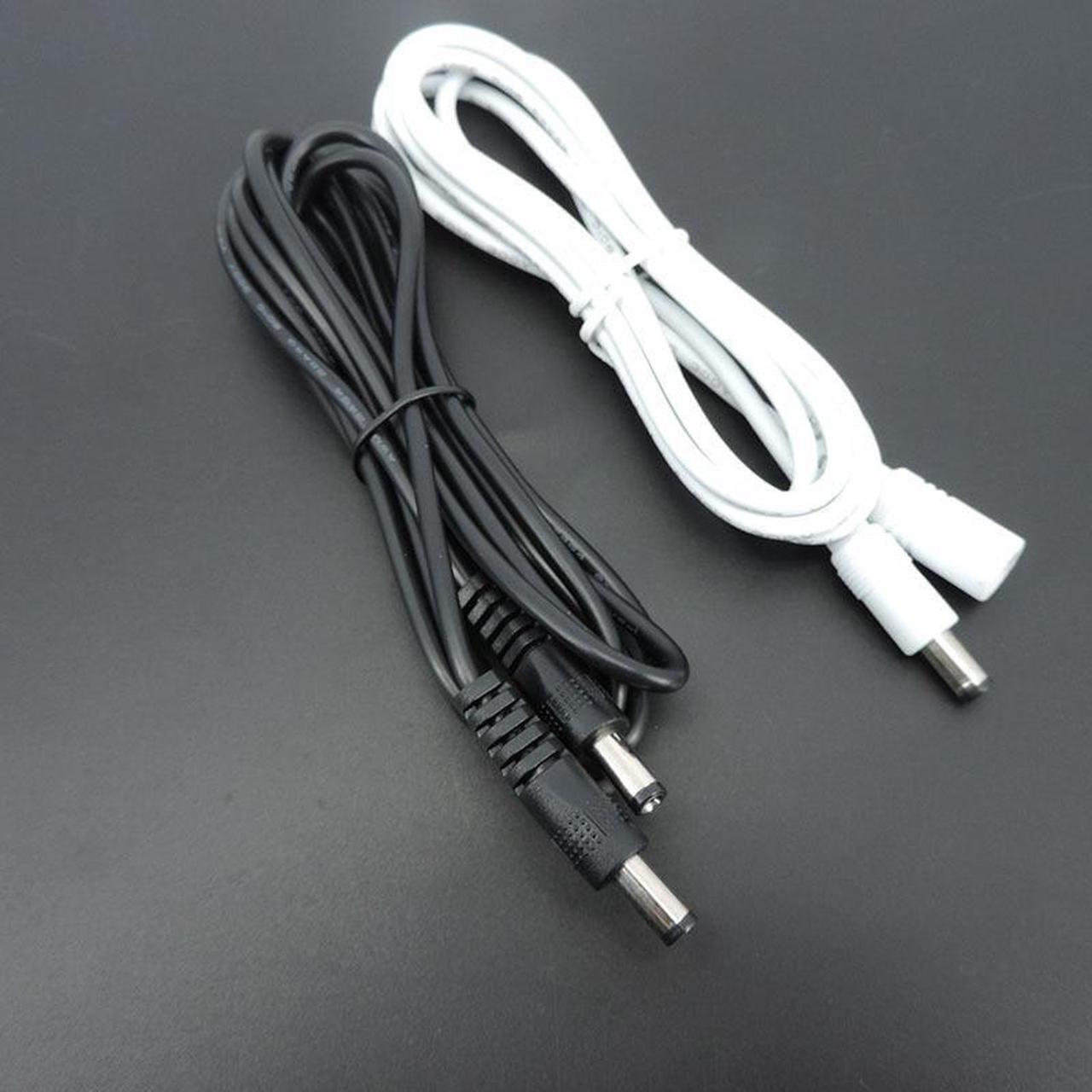 Alt view image 4 of 6 - 22awg 3A DC Male To male female Power supply Adapter white black cable Plug 5.5x2.1mm Connector wire 12V Extension Cords L1(White 1.5m)