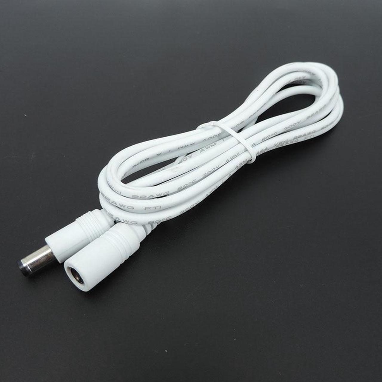 Alt view image 6 of 6 - 22awg 3A DC Male To male female Power supply Adapter white black cable Plug 5.5x2.1mm Connector wire 12V Extension Cords L1(White 1.5m)