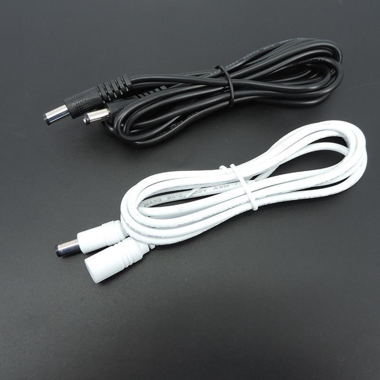 Main image of 22awg 3A DC Male To male female Power supply Adapter white black cable Plug 5.5x2.1mm Connector wire 12V Extension Cords L1(White 1.5m)
