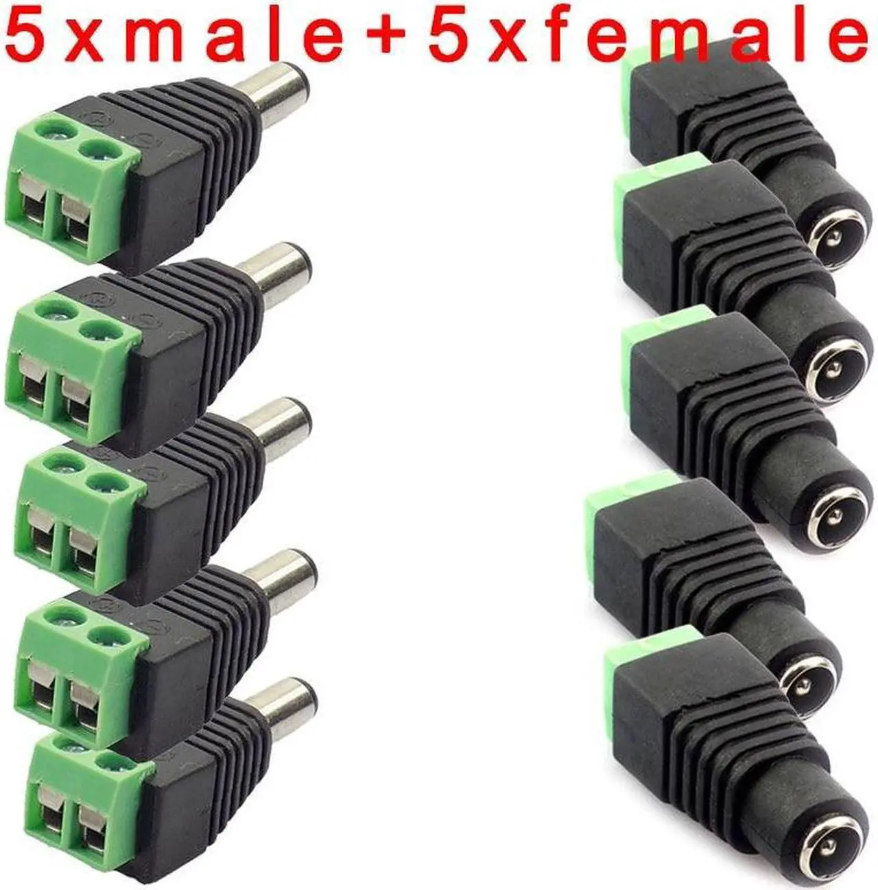 Main image of 5 Pair (10pcs) Coax Cat5 To  DC Power Male jack plug DC female Connector plug adapter Av  UTP for CCTV Camera Video Balun