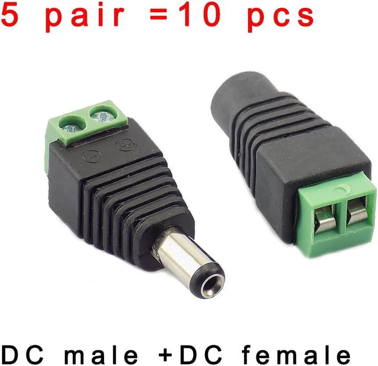 Alt view image 2 of 6 - 5 Pair (10pcs) Coax Cat5 To  DC Power Male jack plug DC female Connector plug adapter Av  UTP for CCTV Camera Video Balun