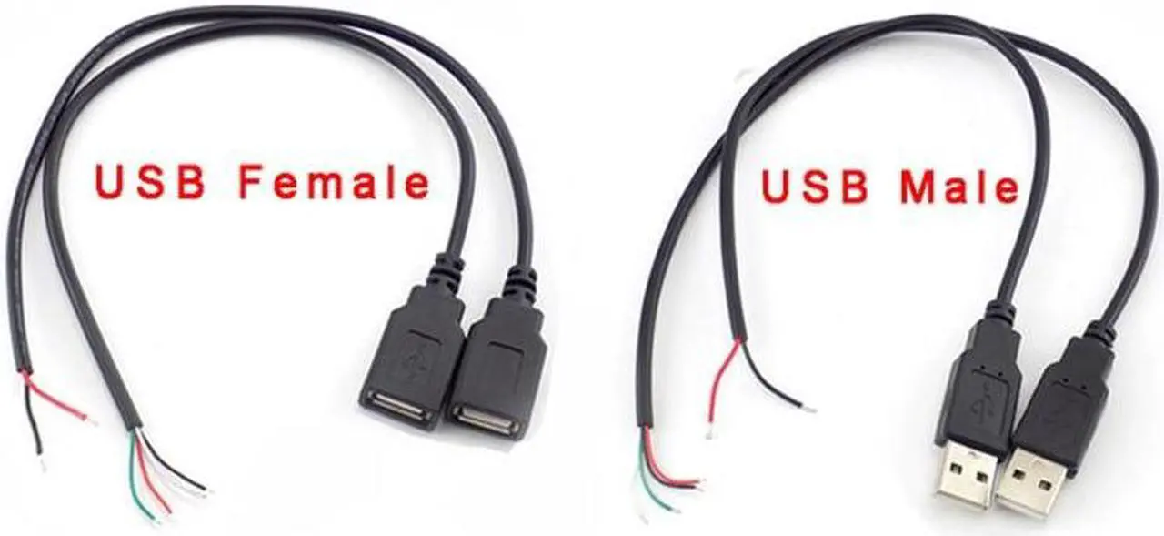 Main image of USB Connector Male Female Cable 4 Pin Wire Data Cable Extension Cord 2 Pin Power Supply for DIY 5V Adapter Charging 0.3M 1M 2M(2m 2pin usb male)