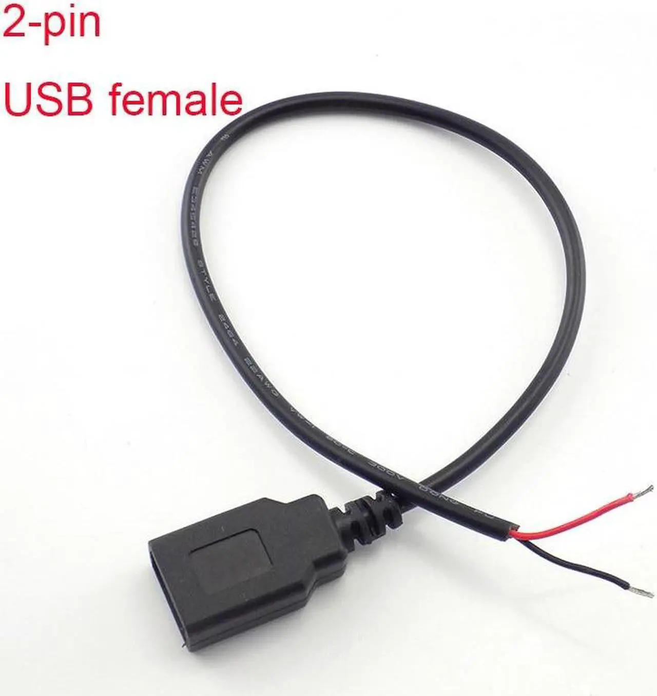 Alt view image 4 of 6 - USB Connector Male Female Cable 4 Pin Wire Data Cable Extension Cord 2 Pin Power Supply for DIY 5V Adapter Charging 0.3M 1M 2M(2m 2pin usb male)