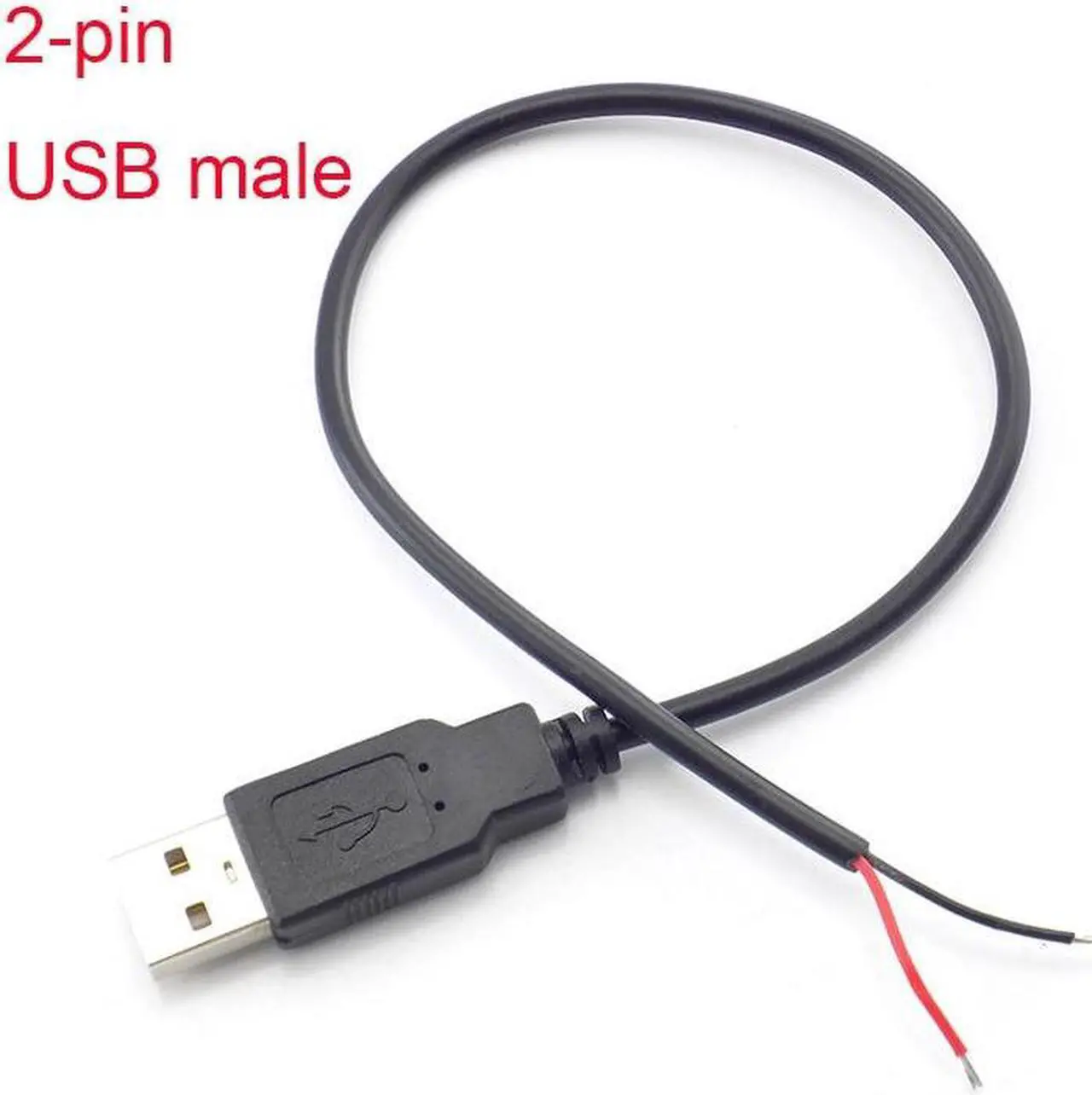 Alt view image 3 of 6 - USB Connector Male Female Cable 4 Pin Wire Data Cable Extension Cord 2 Pin Power Supply for DIY 5V Adapter Charging 0.3M 1M 2M(2m 2pin usb male)