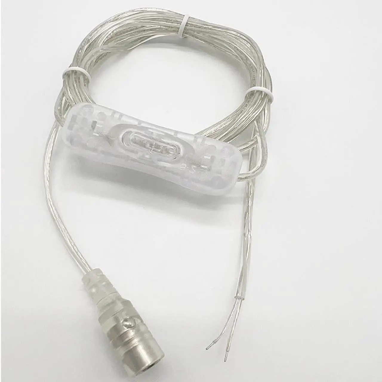 Alt view image 6 of 6 - 2M 22awg DC 12V Cable Female 304 switch button Connector extension Power supply Cord for LED Strip Light 5.5*2.1mm transparent L