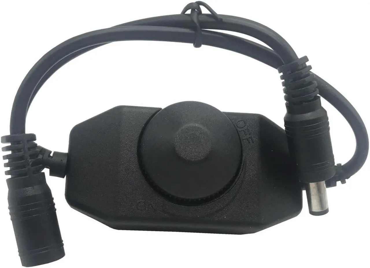 Alt view image 2 of 6 - Dimmable Switch On Off with Female Male Power Cable 5.5x2.1mm DC Connector Jack Wire Switch 5V 12V 24V for CCTV LED Strip Light(Push switch WH)