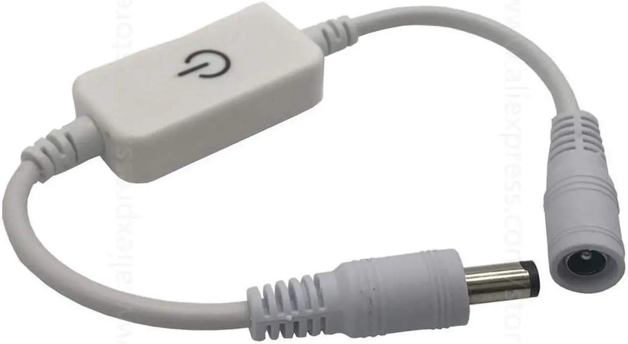 Alt view image 6 of 6 - Dimmable Switch On Off with Female Male Power Cable 5.5x2.1mm DC Connector Jack Wire Switch 5V 12V 24V for CCTV LED Strip Light(Touch switch WH)