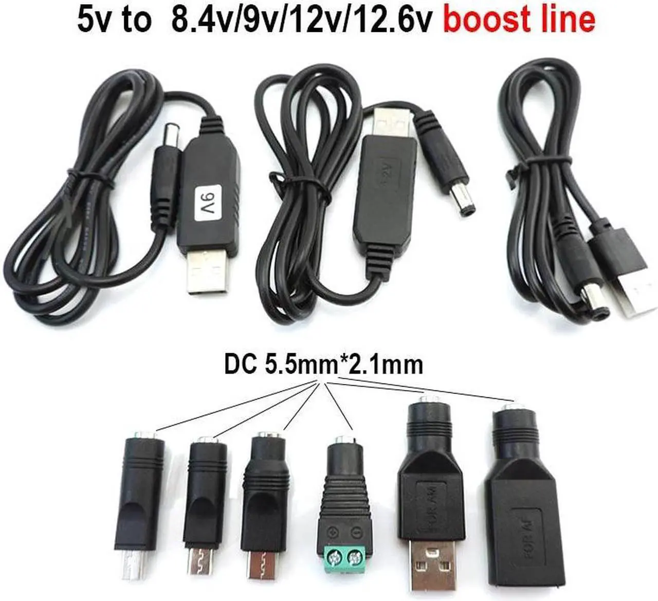 Main image of USB 5V to DC 5v 9v 12v 12.6V 8.4v usb mini 5pin type c MALE power boost line Step UP Module connector Converter Adapter Cabl p1(USB male)