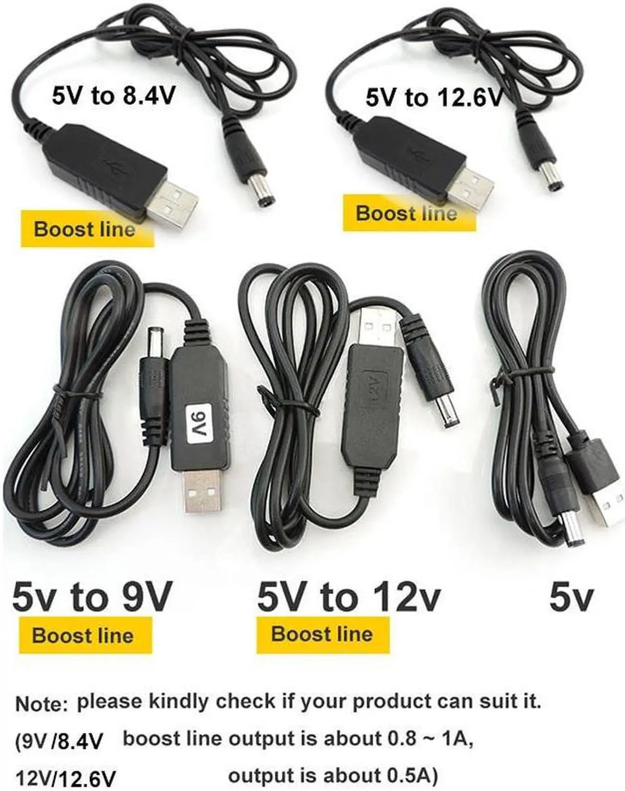 Alt view image 4 of 6 - USB 5V to DC 5v 9v 12v 12.6V 8.4v usb mini 5pin type c MALE power boost line Step UP Module connector Converter Adapter Cabl p1(USB male)