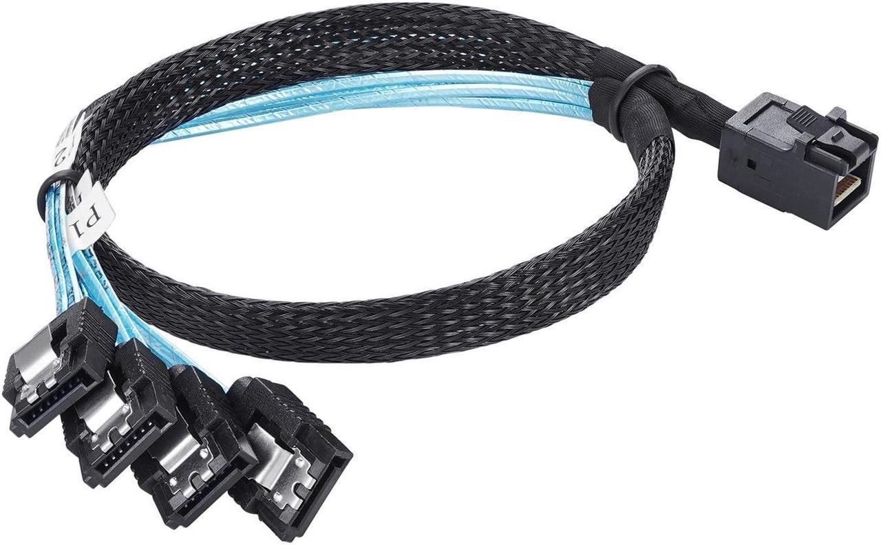 Internal HD Mini SAS SFF-8643 to 4X SATA (Target) Cable, SFF-8643 for Controller, 4 Sata Connect to Hard Drive, 0.5M /1M