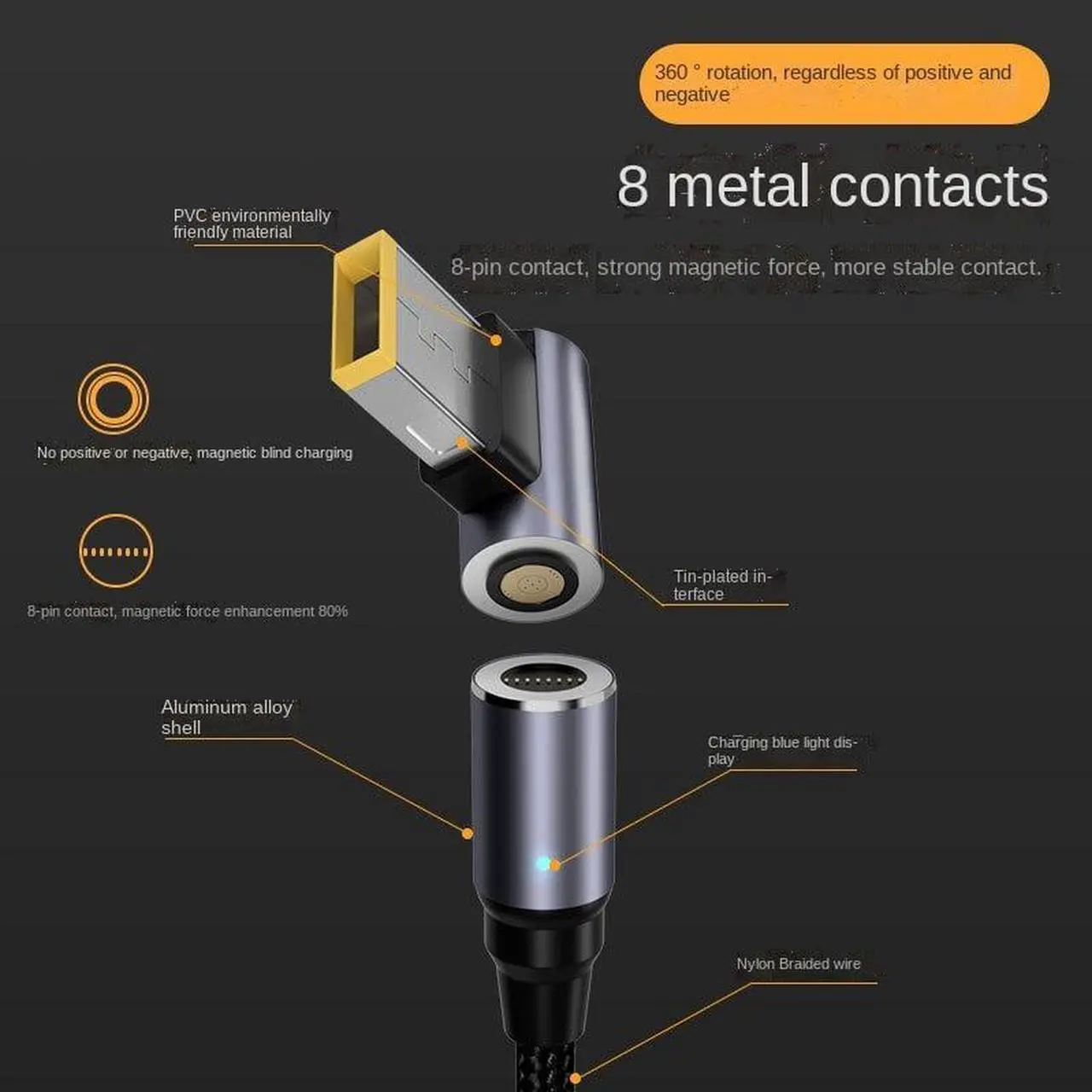 Alt view image 4 of 6 - 6FT 100W Magnetic USB C Charging DC 5.5*2.1mm to DC 3.5*1.35mm, 4.0*1.7mm, 4.5*3.0mm for Asus HP Lenovo Laptop Charger Connector(1.8M Type C Cable)