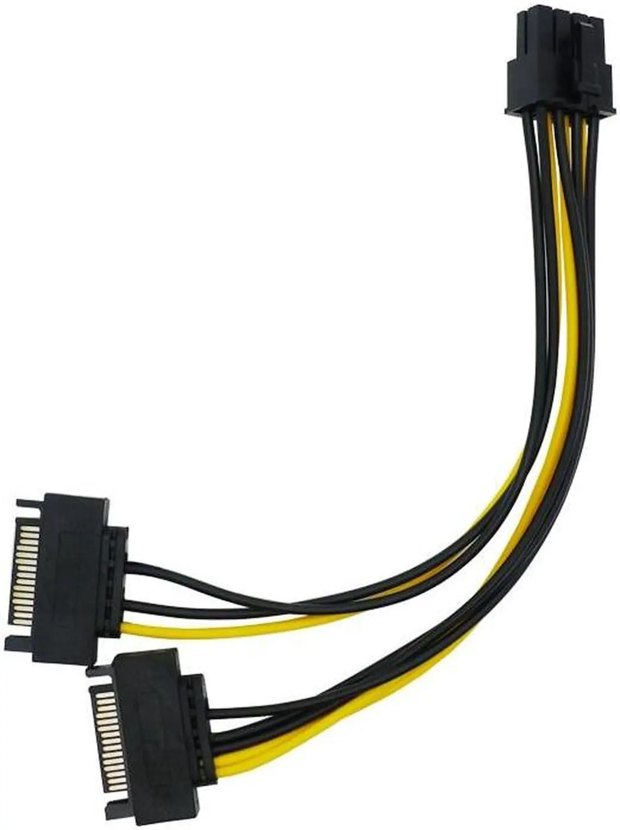 Alt view image 2 of 4 - Dual 15 Pin SATA Male to PCIe 8Pin Male Power supply Adapter Cable 18AWG wire for Graphic Video Card