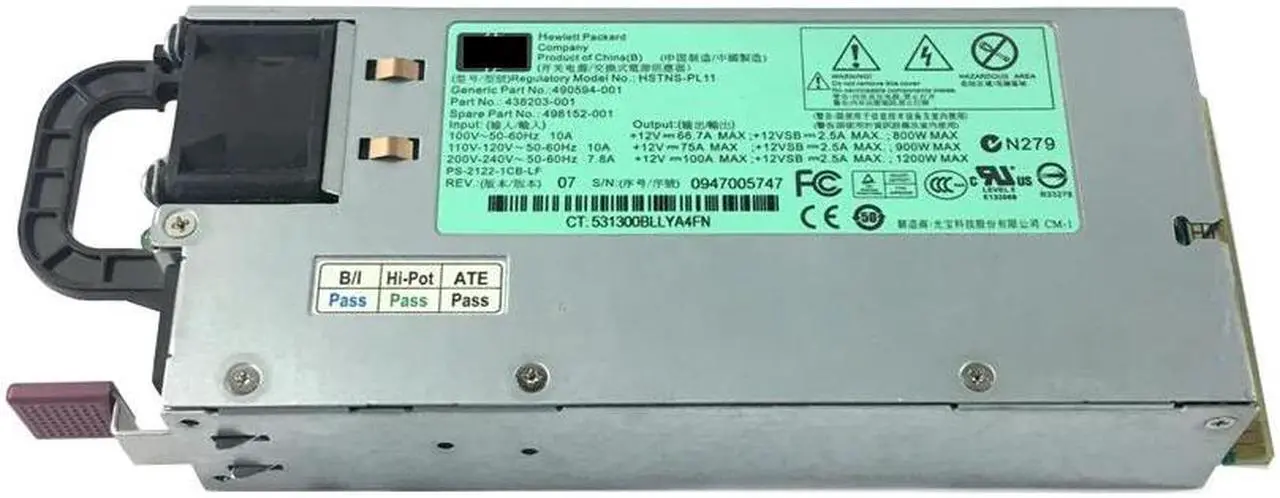 Main image of 1200W Server PSU 1200Watt Mining Power Supply Adapter 490594-001 438203-001 498152-001 HSTNS-PL11