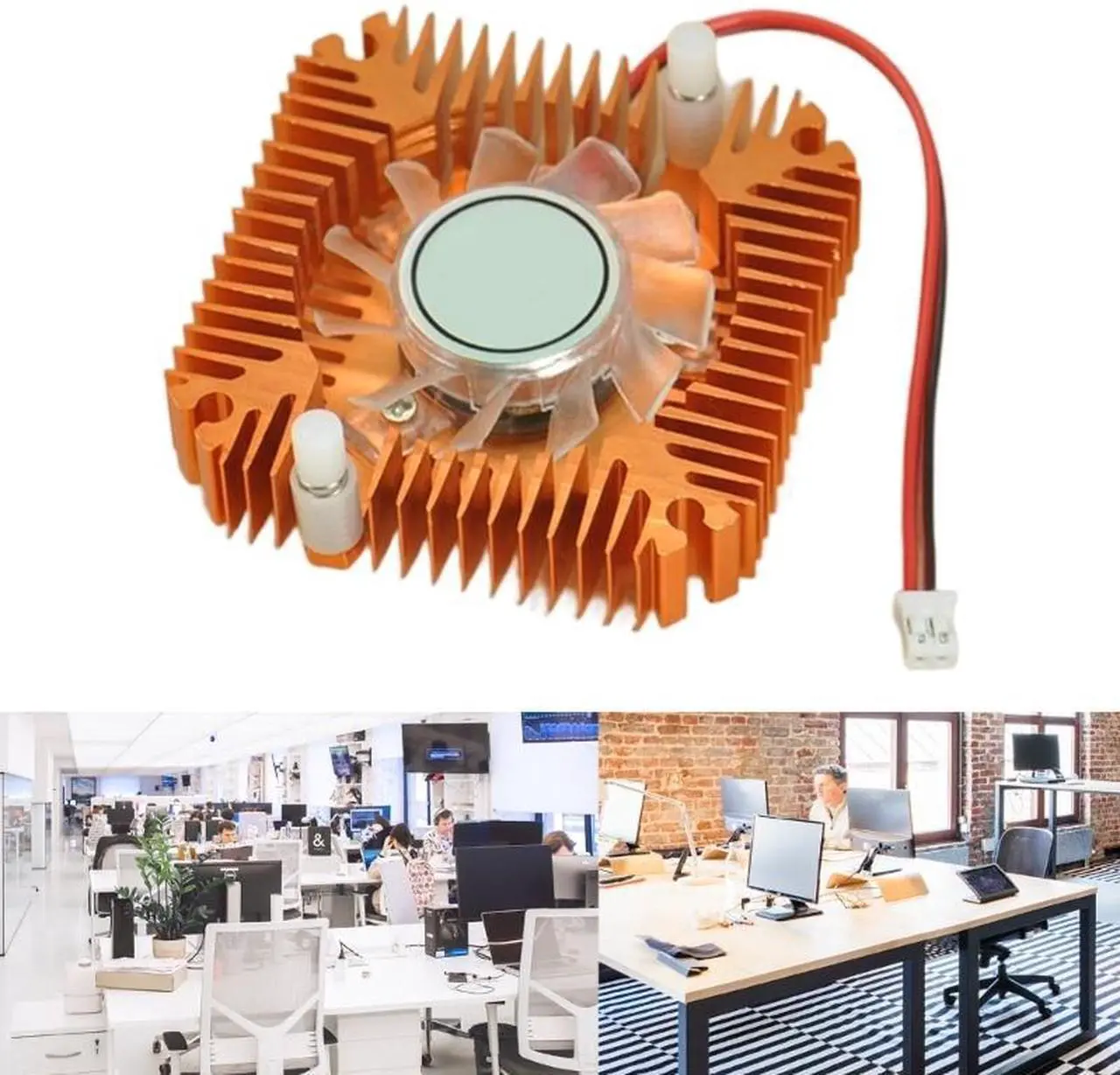 Alt view image 2 of 6 - 12V Graphics Heatsink Cooling Fan Radiator Cooler for IC computer Thermal 2.0Plug Computer Graphics Radiator Cooler (Gold)