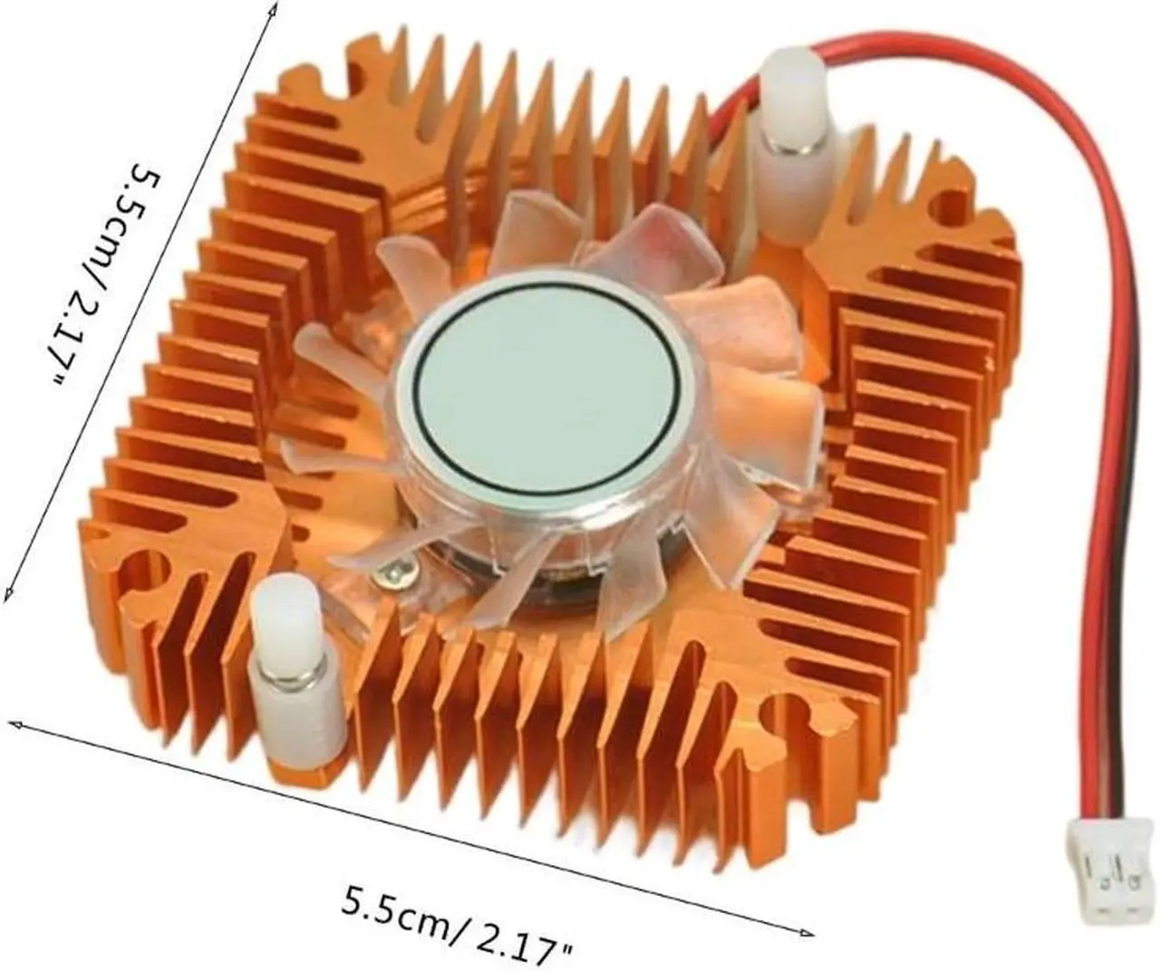Alt view image 4 of 6 - 12V Graphics Heatsink Cooling Fan Radiator Cooler for IC computer Thermal 2.0Plug Computer Graphics Radiator Cooler (Gold)