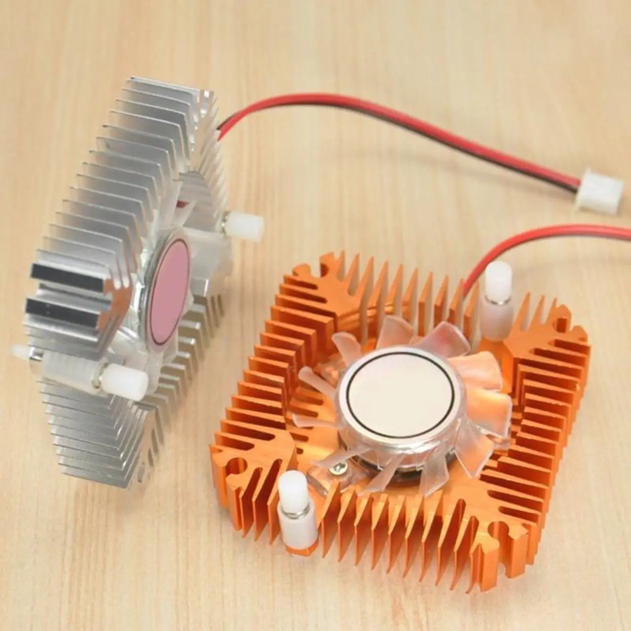 Alt view image 6 of 6 - 12V Graphics Heatsink Cooling Fan Radiator Cooler for IC computer Thermal 2.0Plug Computer Graphics Radiator Cooler (Gold)