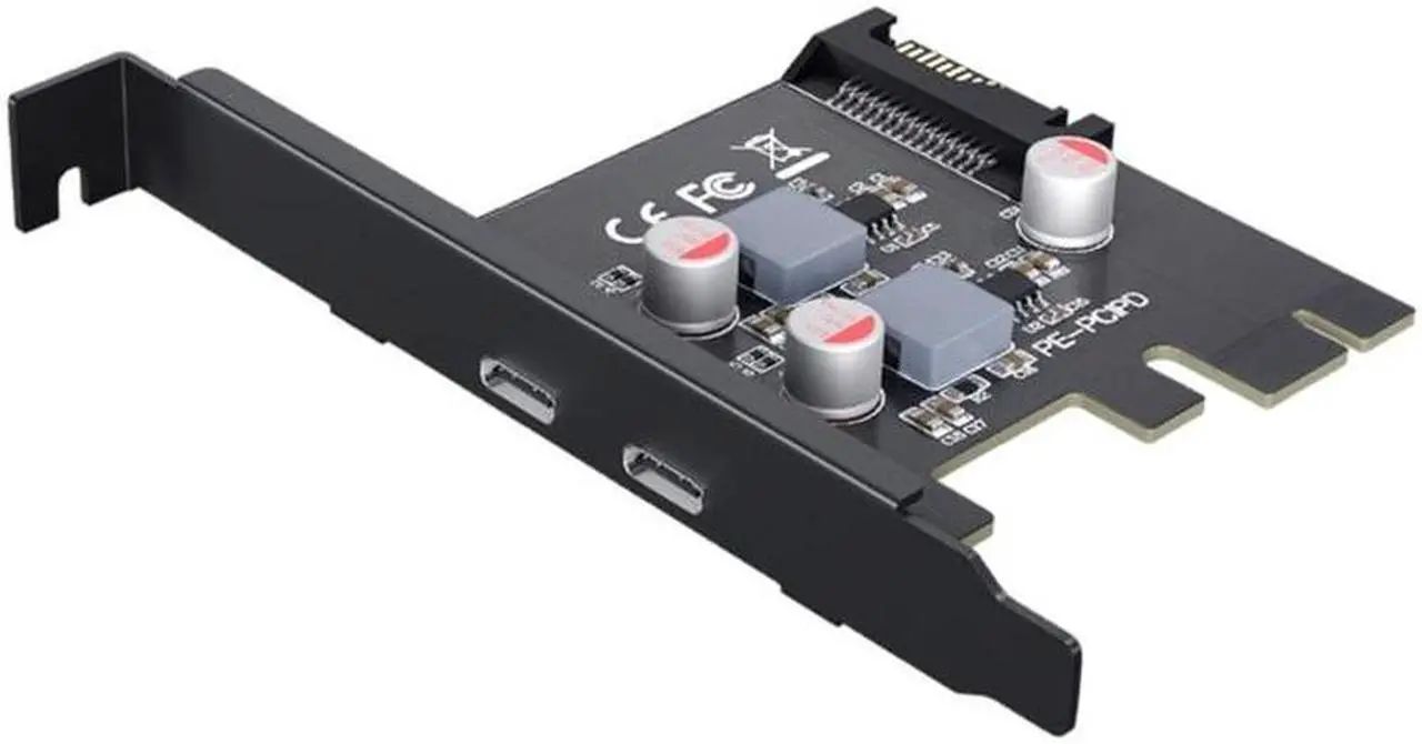 Main image of PCI Express x1/x4/x8/x16 to Dual Port Type C Data Transfer PD 20W Quick Charge USB-C Controller PCI-E Type C Add on Card