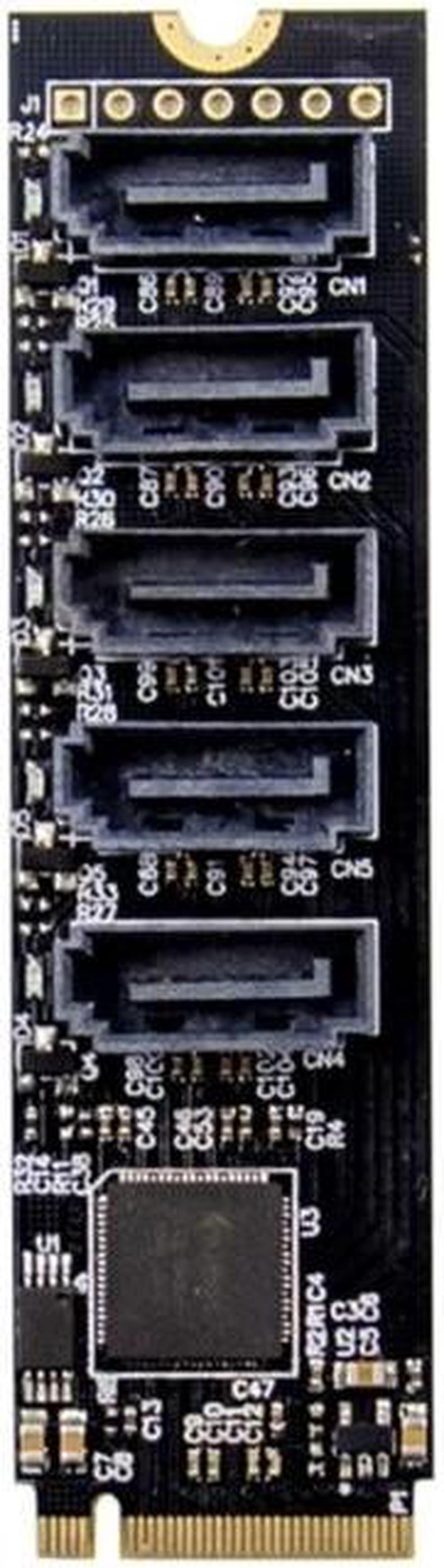 Alt view image 4 of 6 - 5 Ports Sata 3.0 to M.2 M-Key Adapter PCIE 3.0 X2 Sata3.0 6Gbps Riser Expansion Card for Desktop PC Computer Converter