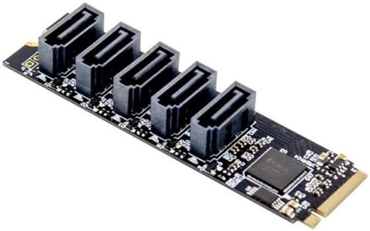 Alt view image 2 of 6 - 5 Ports Sata 3.0 to M.2 M-Key Adapter PCIE 3.0 X2 Sata3.0 6Gbps Riser Expansion Card for Desktop PC Computer Converter