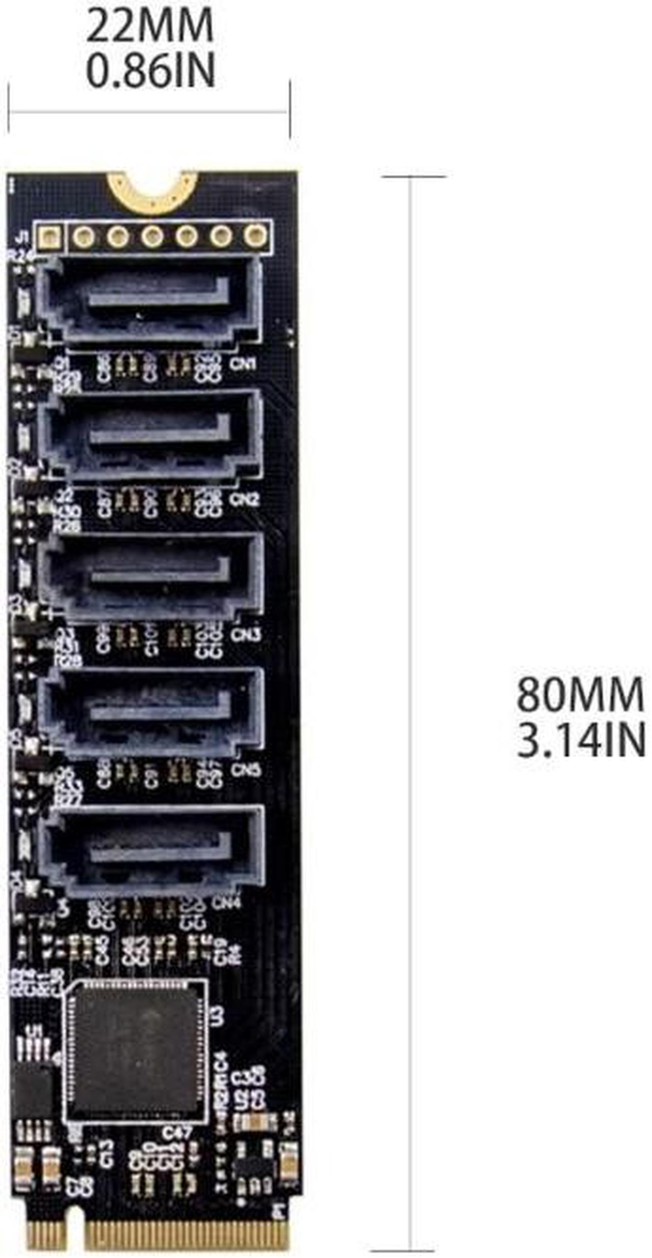 Alt view image 6 of 6 - 5 Ports Sata 3.0 to M.2 M-Key Adapter PCIE 3.0 X2 Sata3.0 6Gbps Riser Expansion Card for Desktop PC Computer Converter