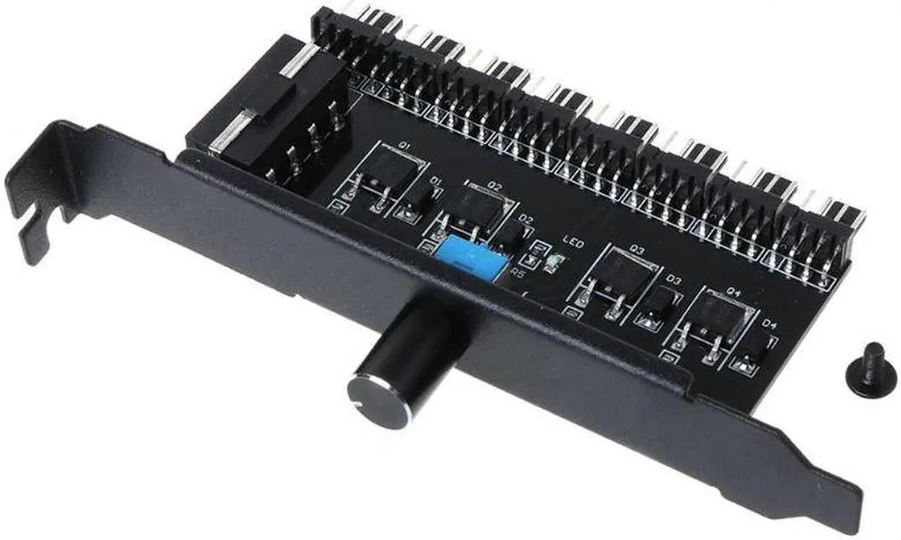 Alt view image 3 of 6 - PC 8 Channels Fan Hub Cooling Fan Speed Controller for CPU Case HDD VGA PWM Fan PCI Bracket Power By 12V SATA/4Pin Fan Control