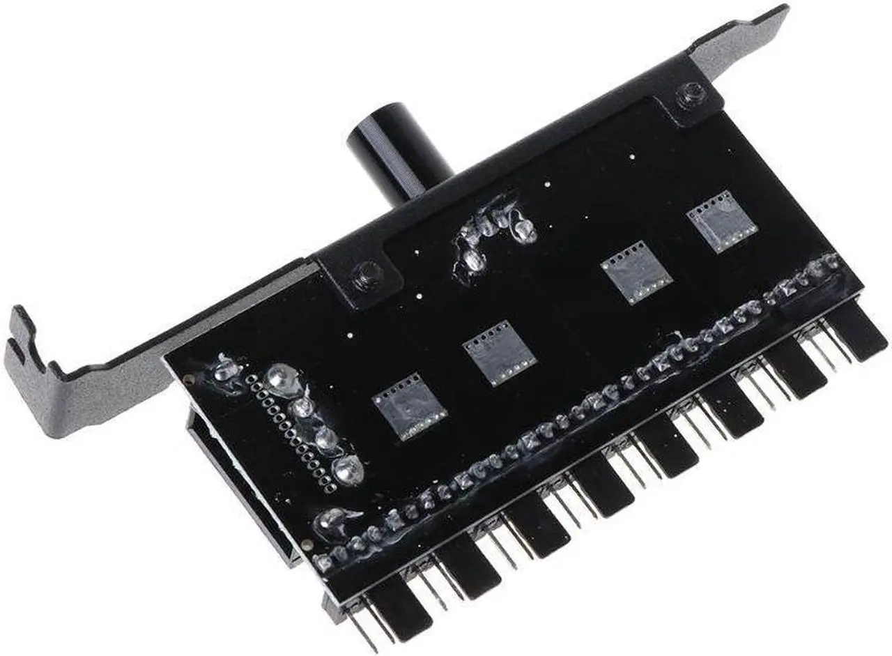 Alt view image 4 of 6 - PC 8 Channels Fan Hub Cooling Fan Speed Controller for CPU Case HDD VGA PWM Fan PCI Bracket Power By 12V SATA/4Pin Fan Control
