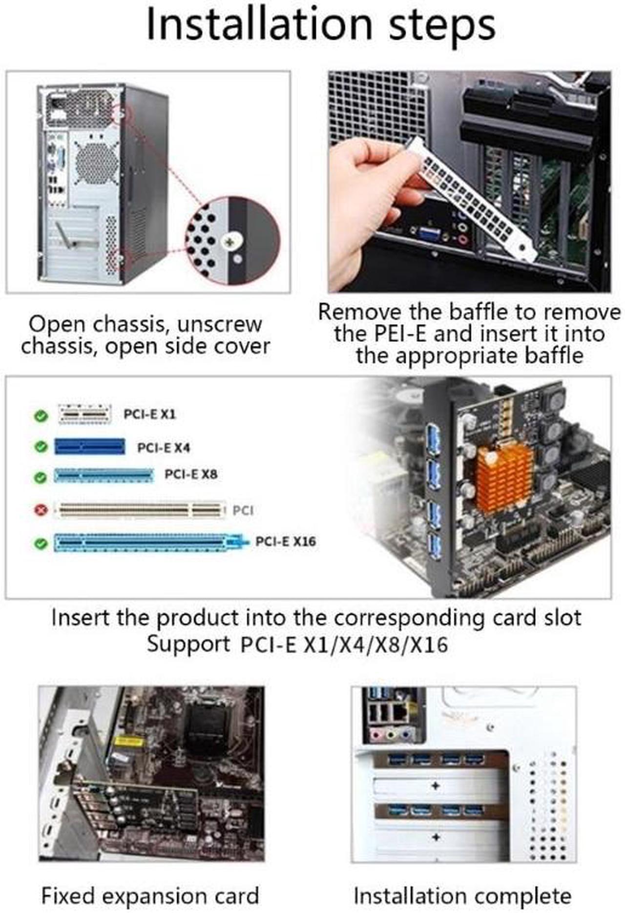 Alt view image 6 of 6 - PCI-E USB 3.0 Expansion Card 7 Port USB 3.0 PCI Express Expansion Card PCIE USB 3.0 Adapter Desktop Computer Components(NEC VIA)