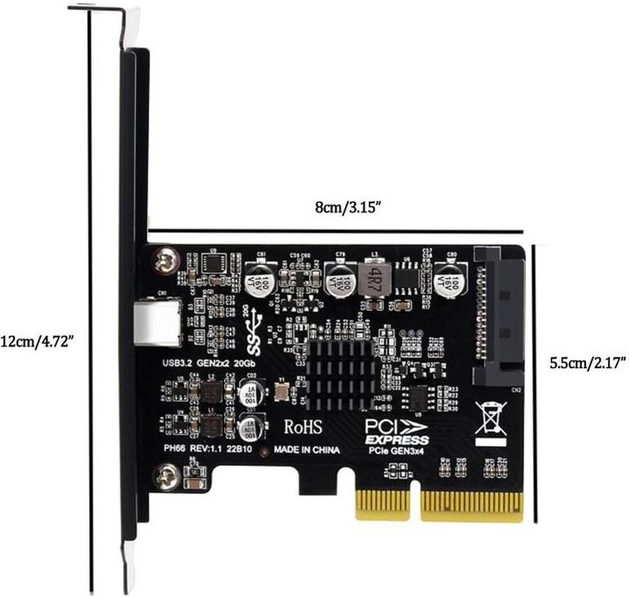 Alt view image 6 of 6 - Desktop PCI-E X4 to Type-C Expansion Adapter Type C USB3.2 Gen2×2 20Gbps Fast Adapter with 15Pin Sata Drive-Free ASM3242