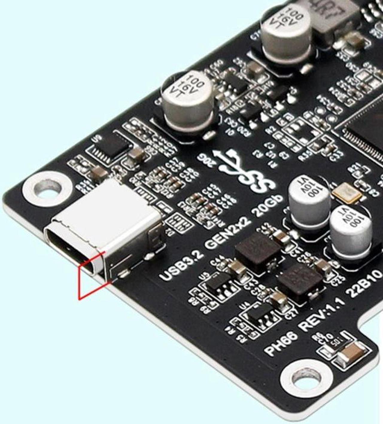 Alt view image 4 of 6 - Desktop PCI-E X4 to Type-C Expansion Adapter Type C USB3.2 Gen2×2 20Gbps Fast Adapter with 15Pin Sata Drive-Free ASM3242
