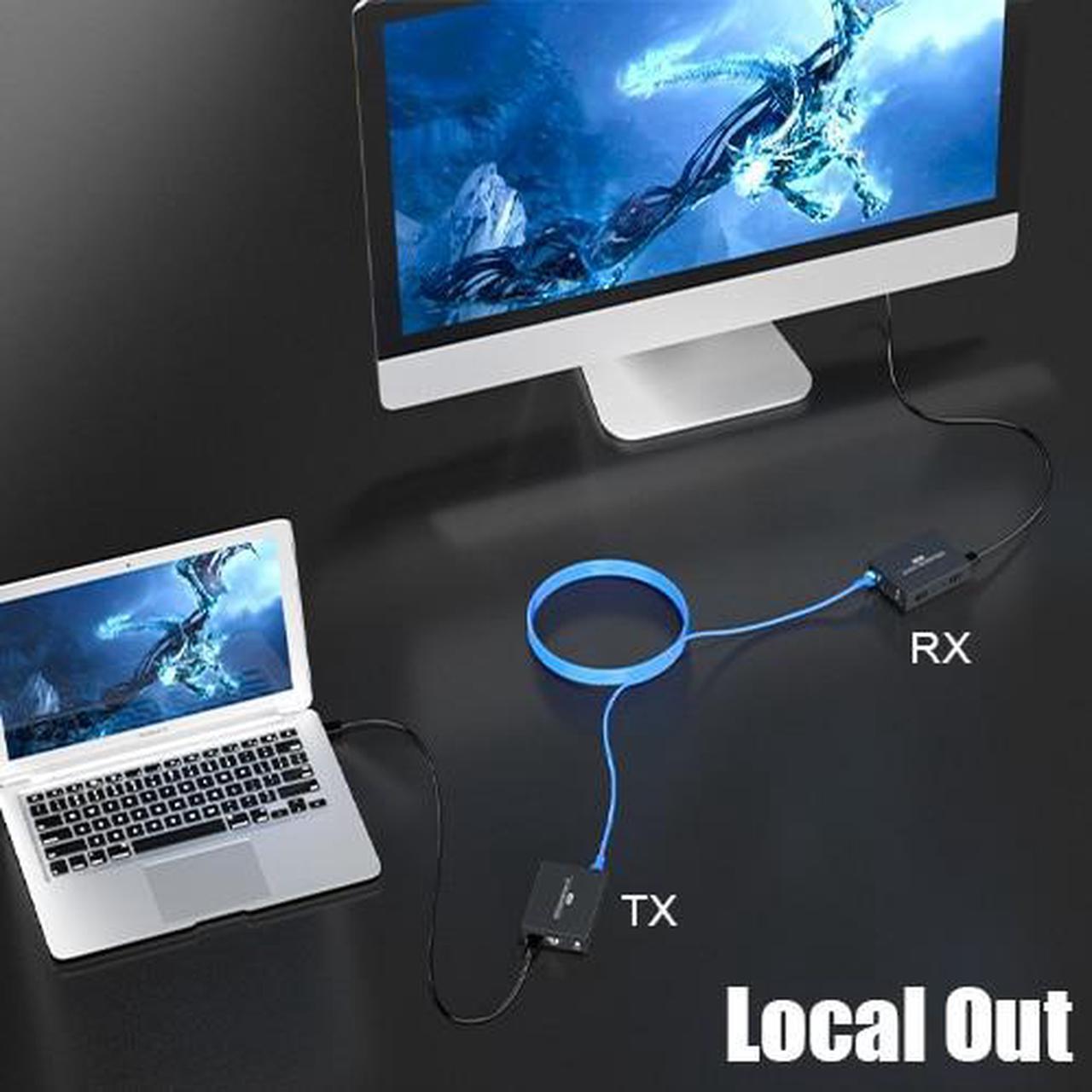 Alt view image 3 of 6 - (One TX)(EU Power Plug)PWAY IP Network USB 2.0 KVM Extender RJ45 Ports 1080P HDMI Over LAN KVM Extender 200m HDMI KVM Extensor By Cat5 Cat5e Cat6(EU Power Plug)
