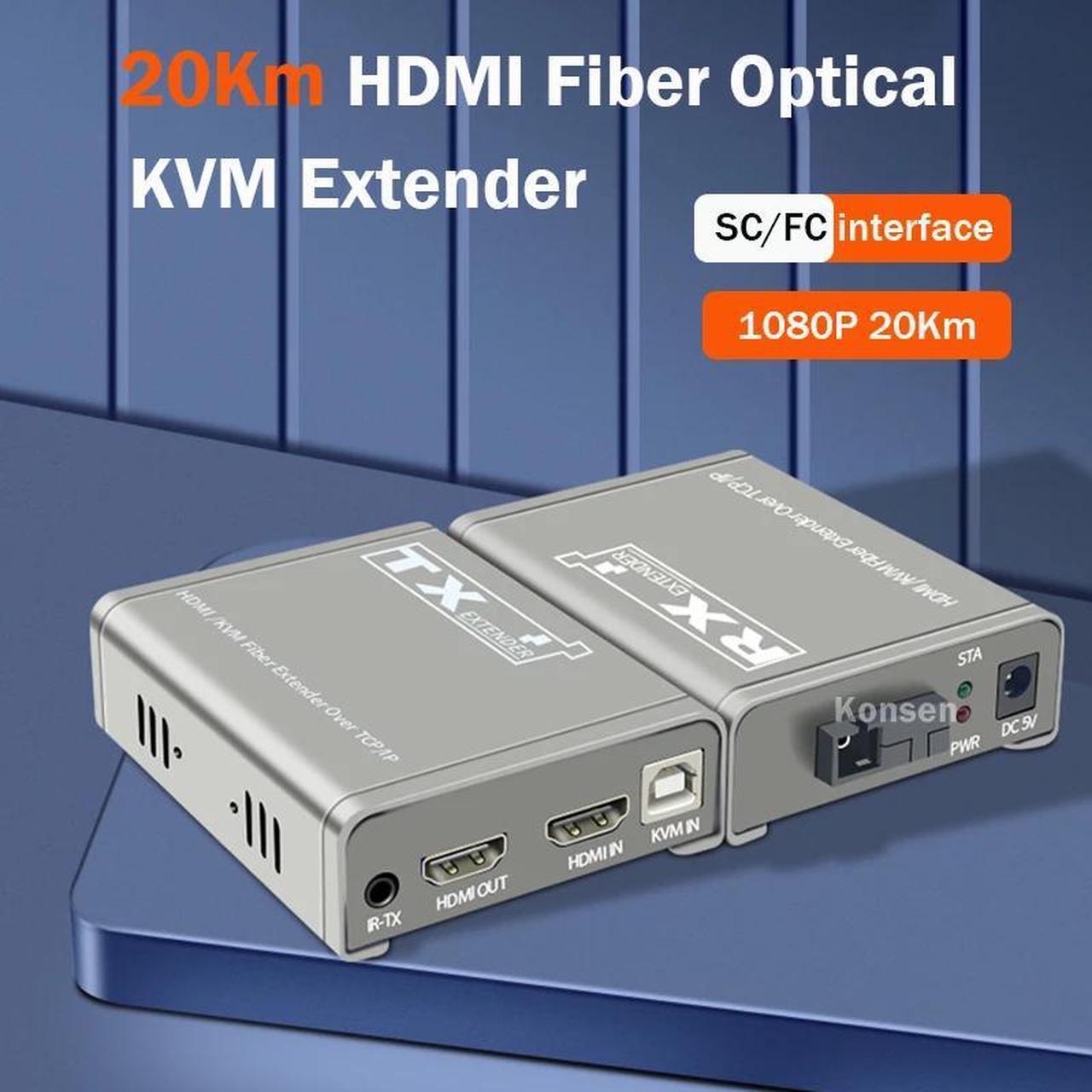 Main image of 20Km HDMI KVM Fiber Extender HDMI With USB2.0 Over SC/FC port Fiber Optic Cable HDMI to Fiber Video Audio Transmitter Converter(US Plug)
(One TX and One RX)