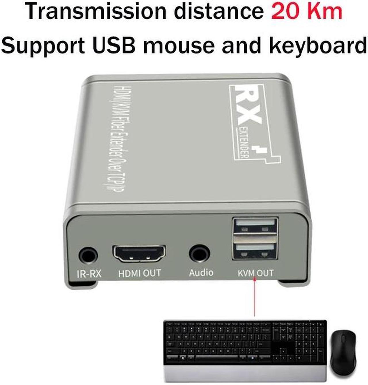 Alt view image 3 of 5 - 20Km HDMI KVM Fiber Extender HDMI With USB2.0 Over SC/FC port Fiber Optic Cable HDMI to Fiber Video Audio Transmitter Converter(US Plug)
(One TX and One RX)