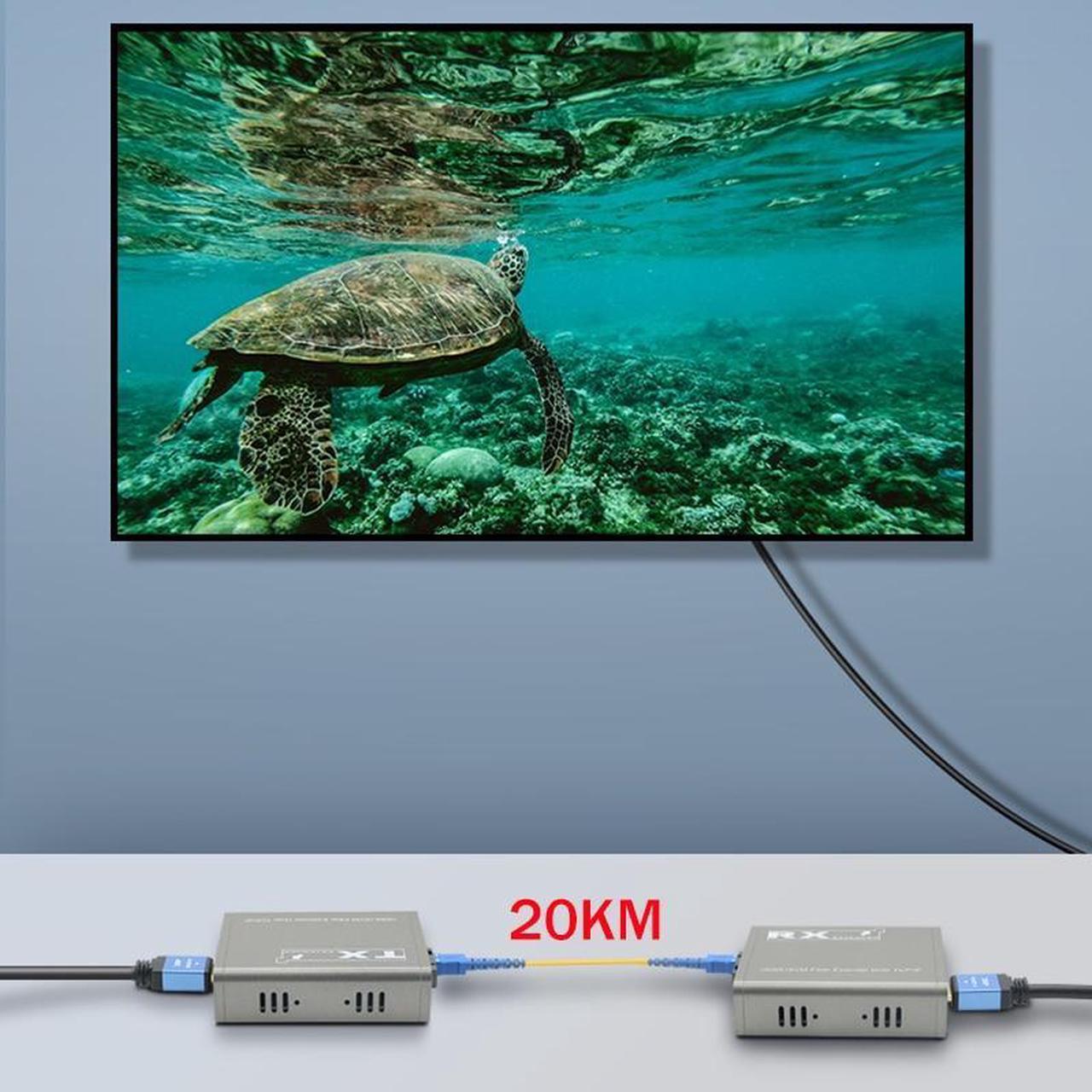 Alt view image 5 of 5 - 20Km HDMI KVM Fiber Extender HDMI With USB2.0 Over SC/FC port Fiber Optic Cable HDMI to Fiber Video Audio Transmitter Converter(US Plug)
(One TX and One RX)