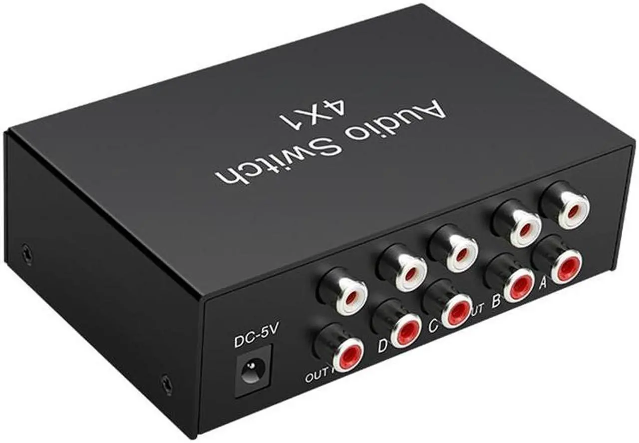 Main image of 4 Way Stereo L/R Sound Channel Bi-Directional RCA Audio Switcher 1 in 4 Out or 4 in 1Out L/R Sound Channel Audio Switch Selector