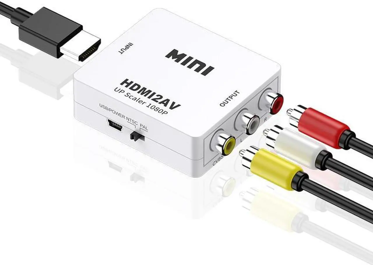 Alt view image 5 of 6 - HDMI to RCA Adapter 1080P HDMI to AV Video Audio Converter HDMI to AV RCA CVSB L/R Scaler Adapter Support NTSC PAL Output(HD2AV Black)
