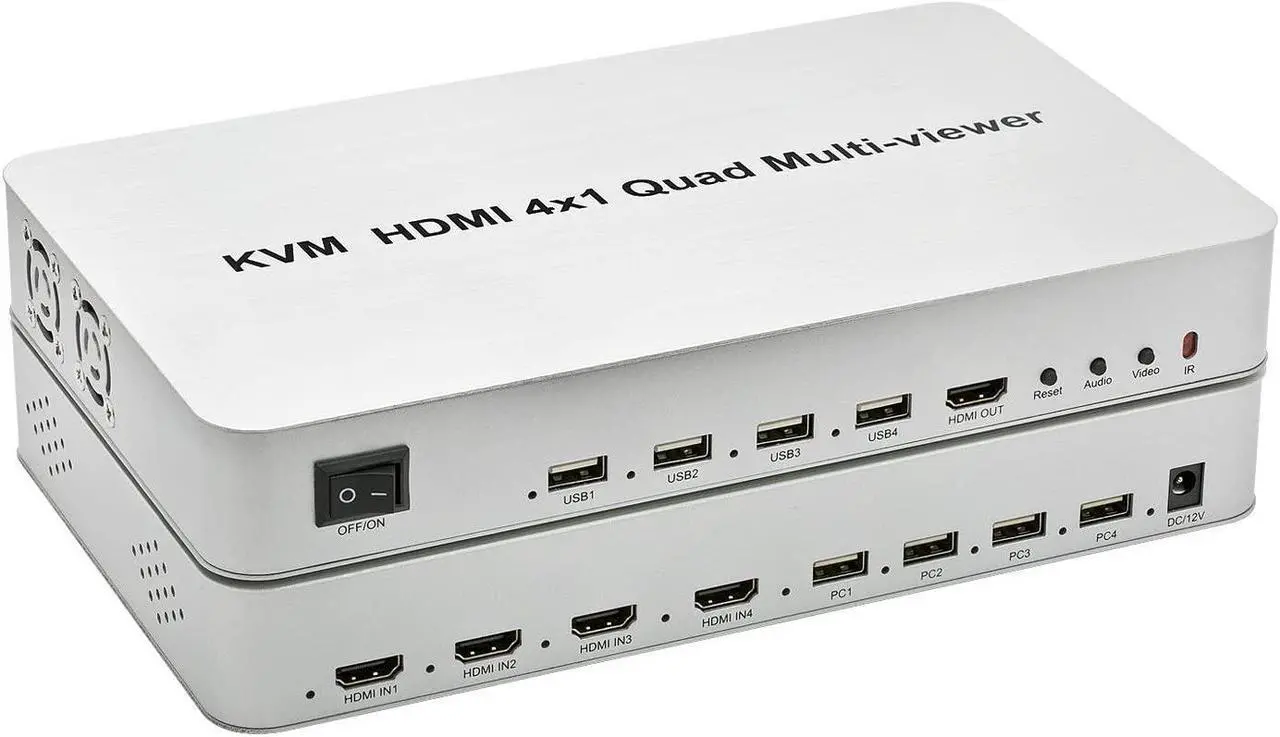 Alt view image 2 of 6 - (US Plug)(4x1 Multiviewer)4x1 KVM HDMI Multiviewer Quad Screen Seamless Switch 4 in 1 out 1080P HDMI Multi-viewer Switcher for PS4 PC to Monitor Projector