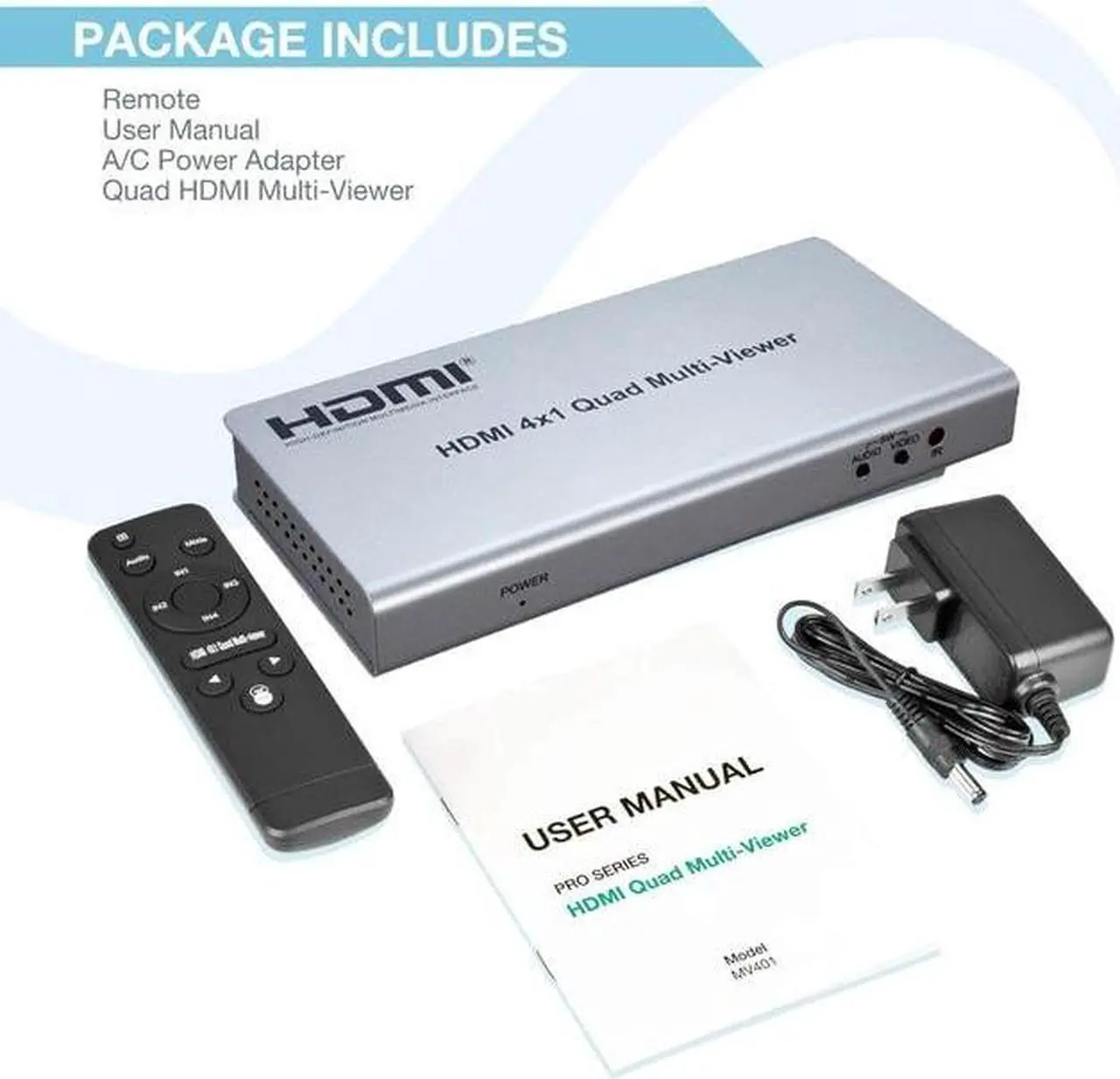 Main image of (US Plug)(4x1 Multiviewer)4x1 KVM HDMI Multiviewer Quad Screen Seamless Switch 4 in 1 out 1080P HDMI Multi-viewer Switcher for PS4 PC to Monitor Projector
