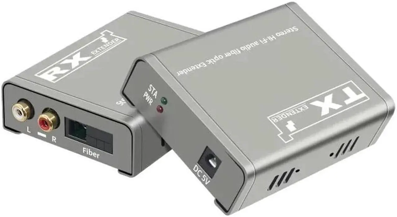 Alt view image 2 of 6 - RCA Audio Fiber Optical Extender over SC fiber cable Cable to 20Km Broadcast Grade RCA Fiber Extension Transceiver for TV System(With EU Plug)