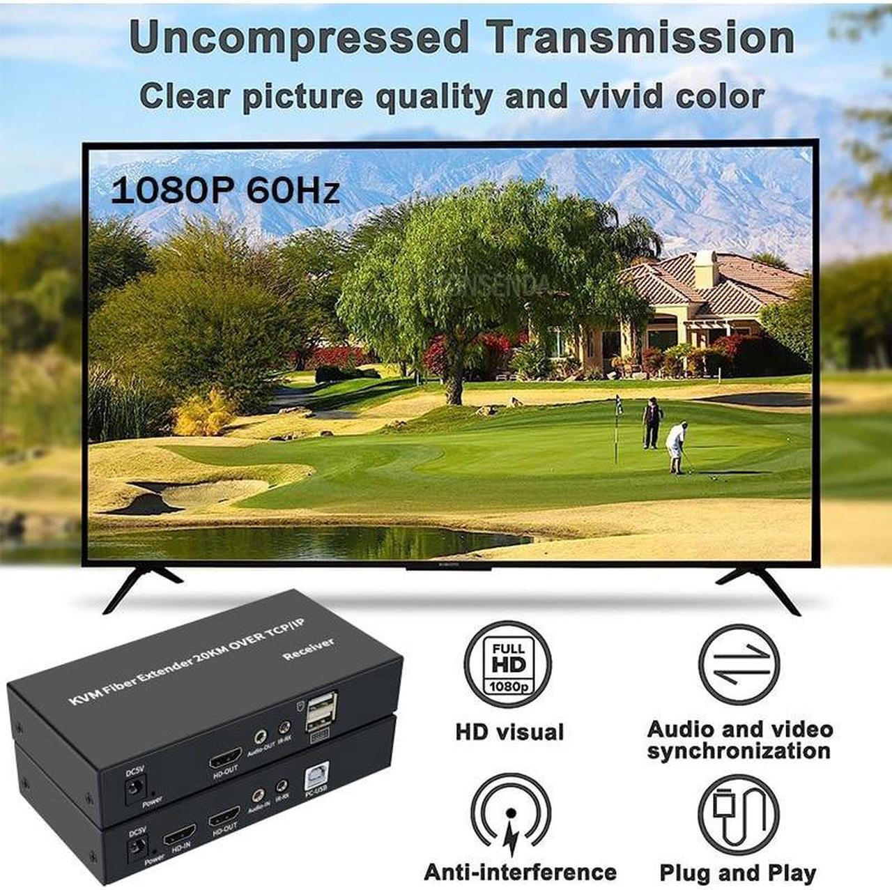 Alt view image 5 of 6 - (with AU Plug)(1 RX only)20Km HDMI KVM Fiber Extender over SC Fiber Optical Cable HDMI USB to Fiber Extender Transceiver Transmit Support Mouse Keyboard