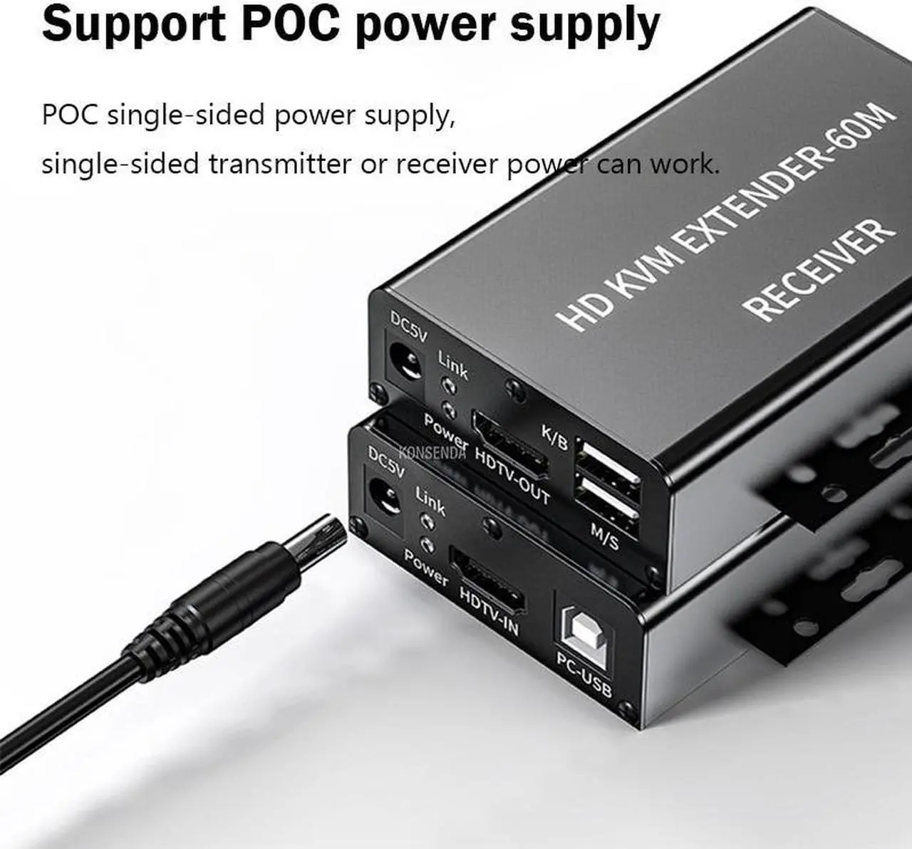 Alt view image 6 of 6 - 60M HDMI KVM Extender Over Single Cat5E/6 Ethernet Cable HDMI USB KVM Extender Transmitter Receiver Extension for Keyboard Mouse(EU Plug)
(Mode-A)