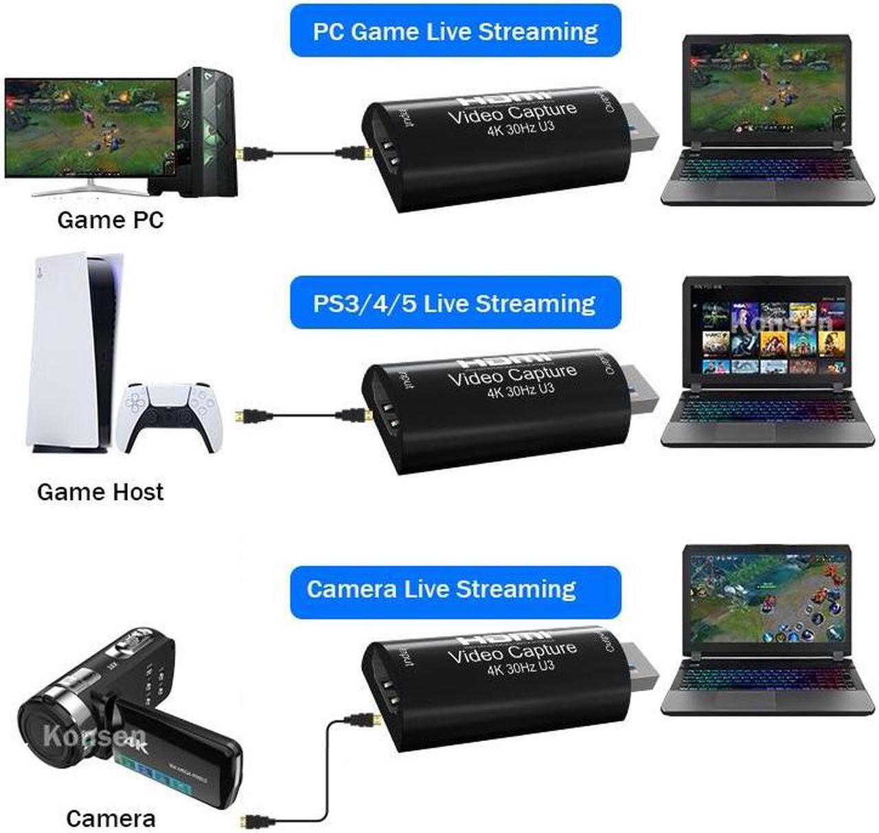 Alt view image 3 of 6 - 4K HDMI Video Capture Card MS2130 True USB 3.0 Game Recording Box 1080p 60fps Live Streaming for PS4 Ps5 Switch Camera Laptop PC(Mode B)