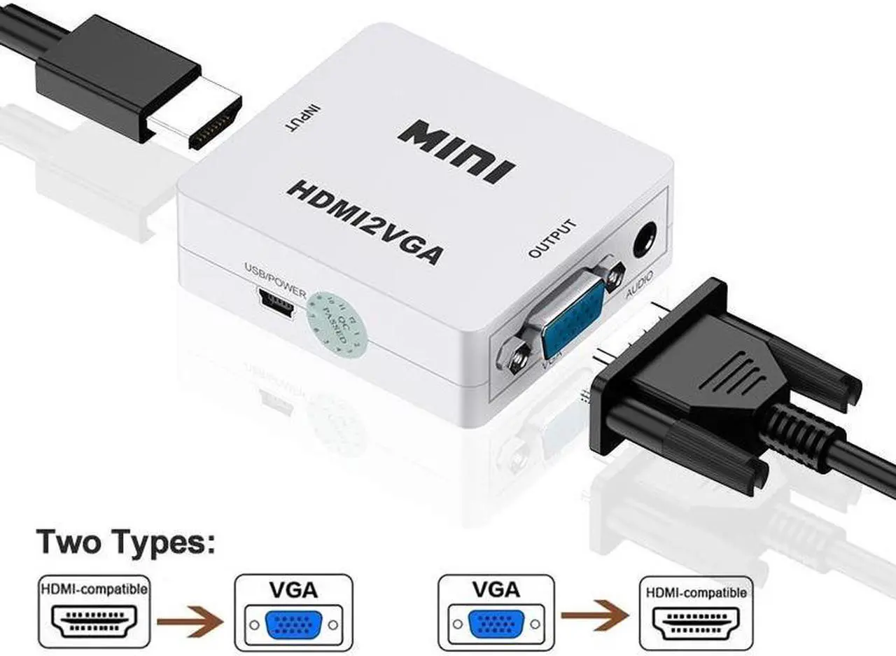 Alt view image 2 of 6 - Mini HDMI to VGA Converter With Audio out 1080P VGA to HDMI Adapter Video Audio Box for TV Box  PC Laptop Monitor Projector(VGA2HDMI-Black)