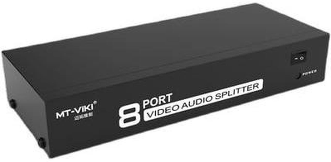Alt view image 6 of 6 - 8 Port AV Splitter 1 In 8 Out RCA Video Audio Splitter 1x4 1x8 Box 8 Way CVBS RCA Video Audio Distributor Splitter Not Switch(with US Plug)(Splitter 1x8)
