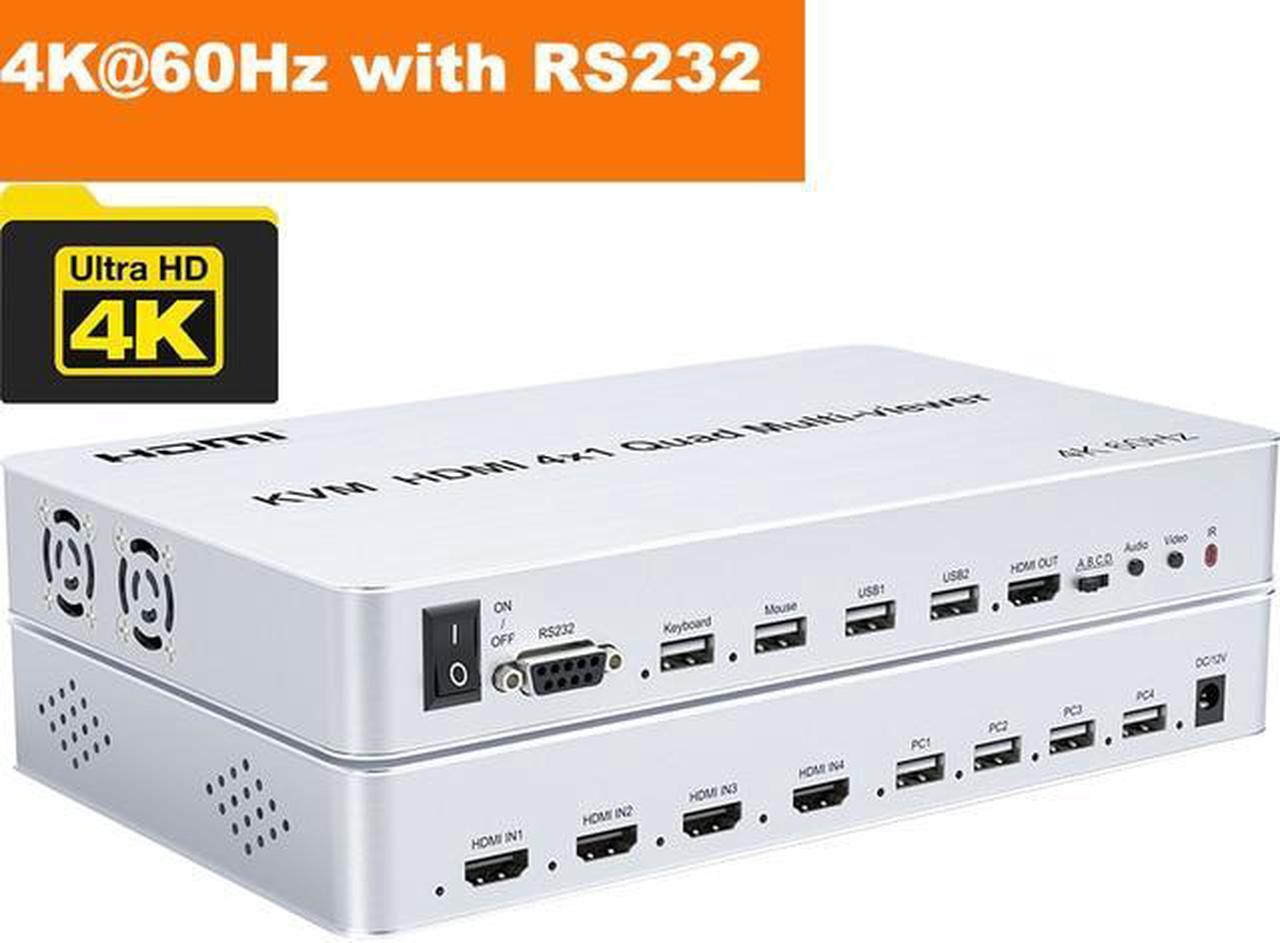 Main image of KVM HDMI Multi-viewer 4X1 4K 60Hz HDMI KVM Quad Screen Segmentation 1080P Multiviewer MultiViewer Seamless Switch for PC to HDTV(US Plug)
(4K 60Hz)